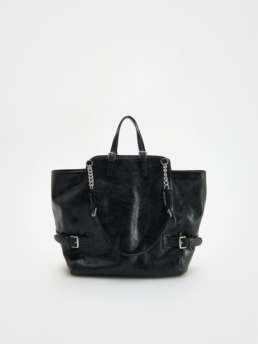 Torebka shopper z klamrami - czarny - RESERVED - 2
