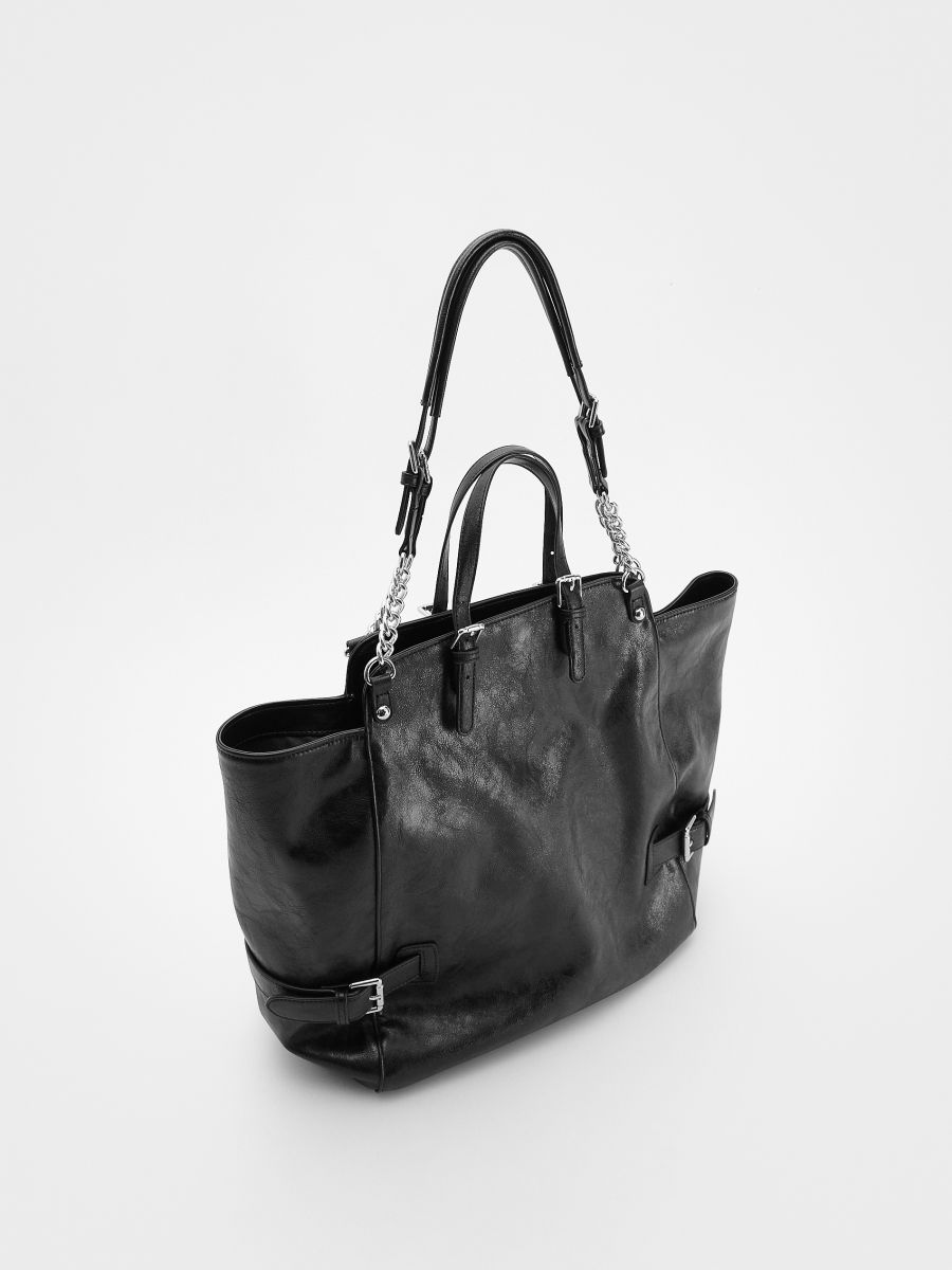 Torebka shopper z klamrami - czarny - RESERVED - 3
