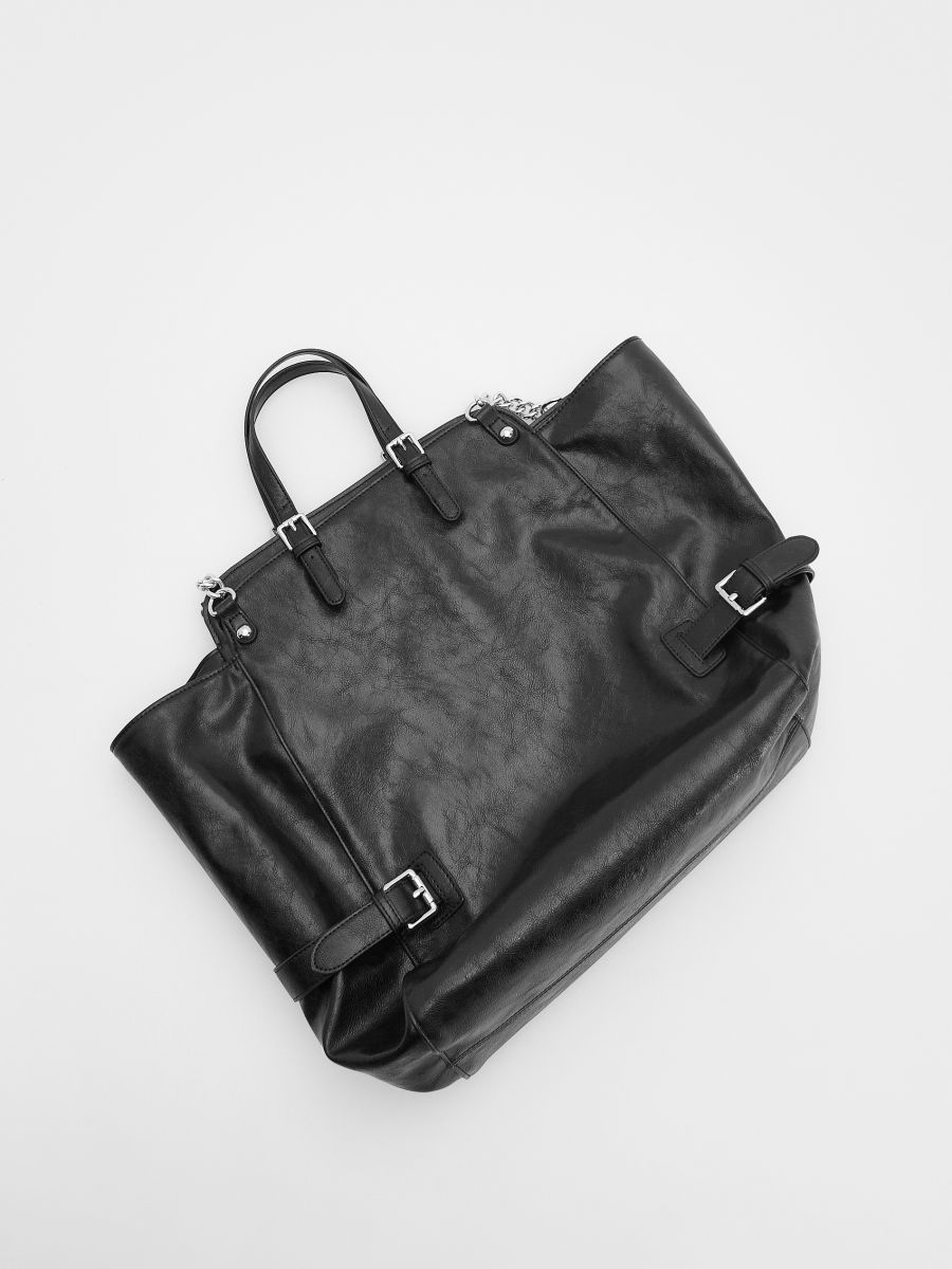 Torebka shopper z klamrami - czarny - RESERVED - 4