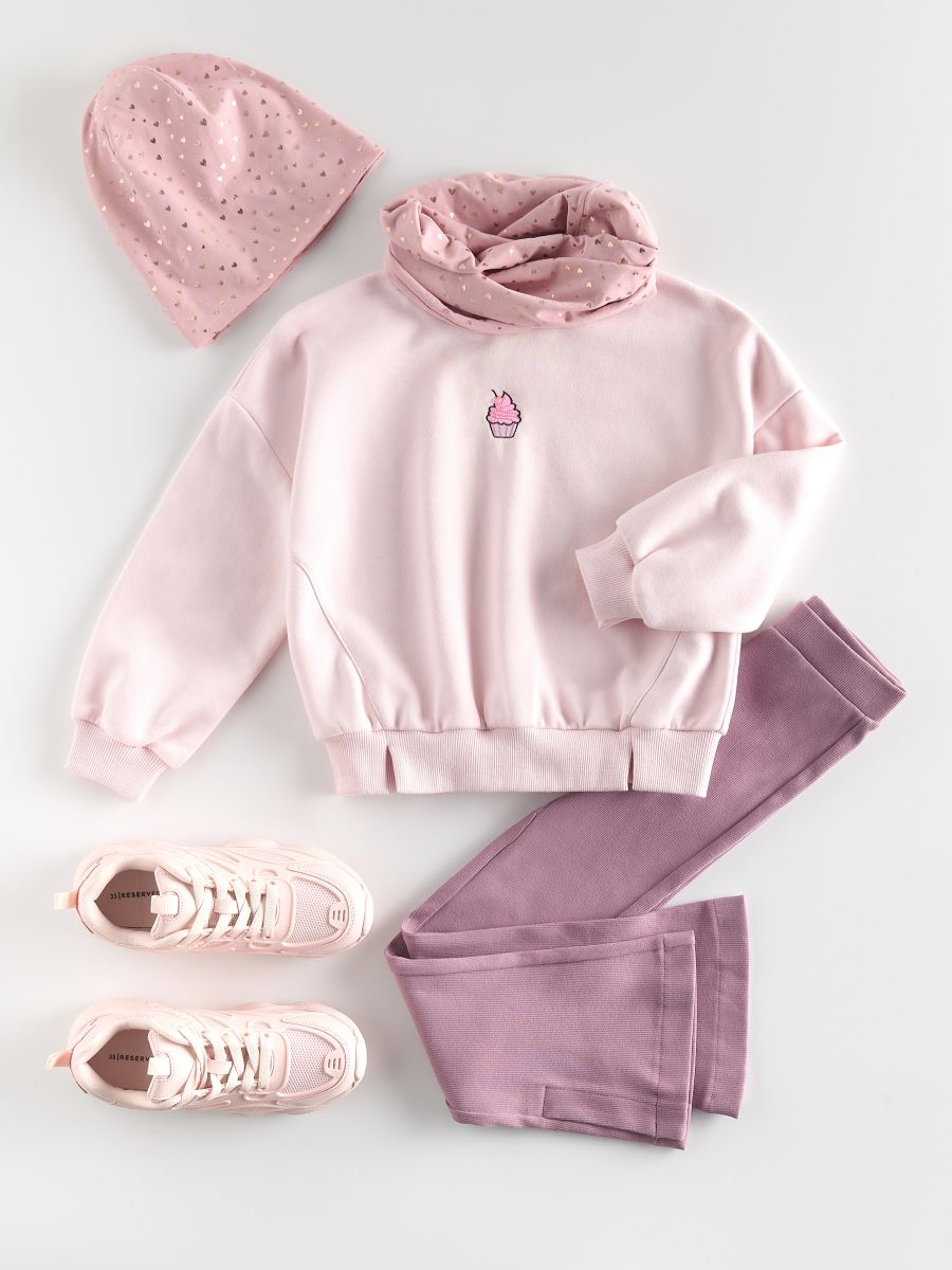 Sweatshirt with embroidery detailing - pastel pink - RESERVED