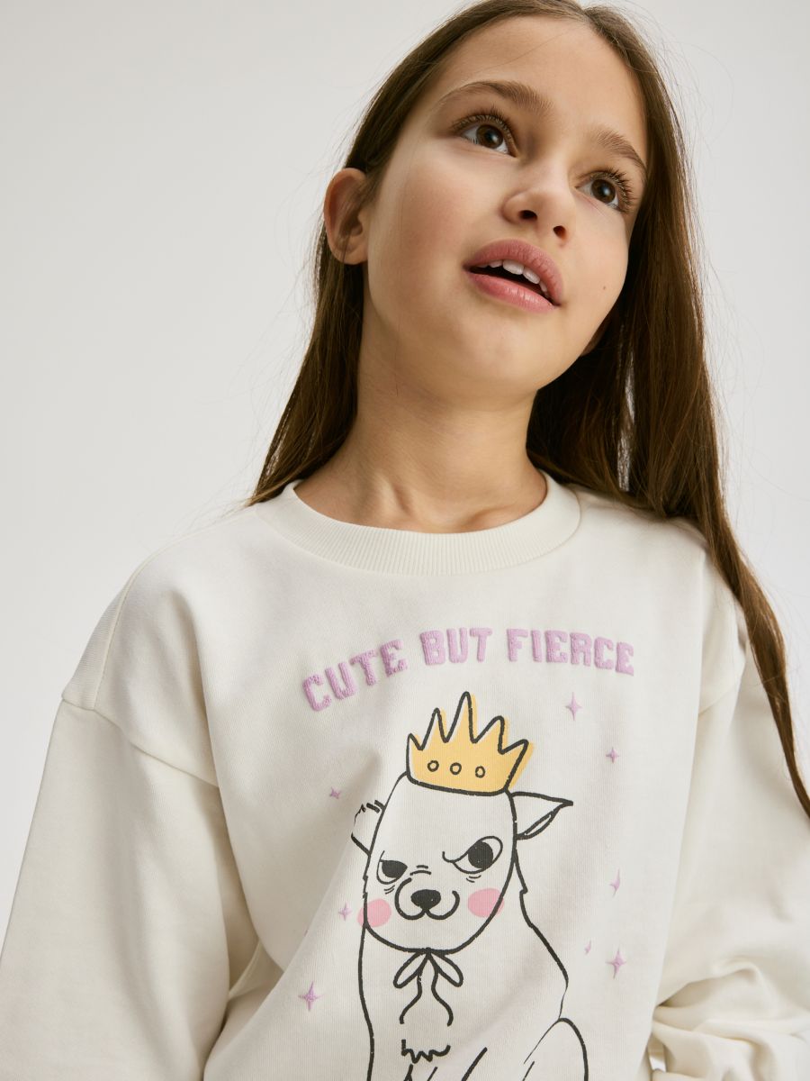 Cotton rich sweatshirt with print - cream - RESERVED - 2