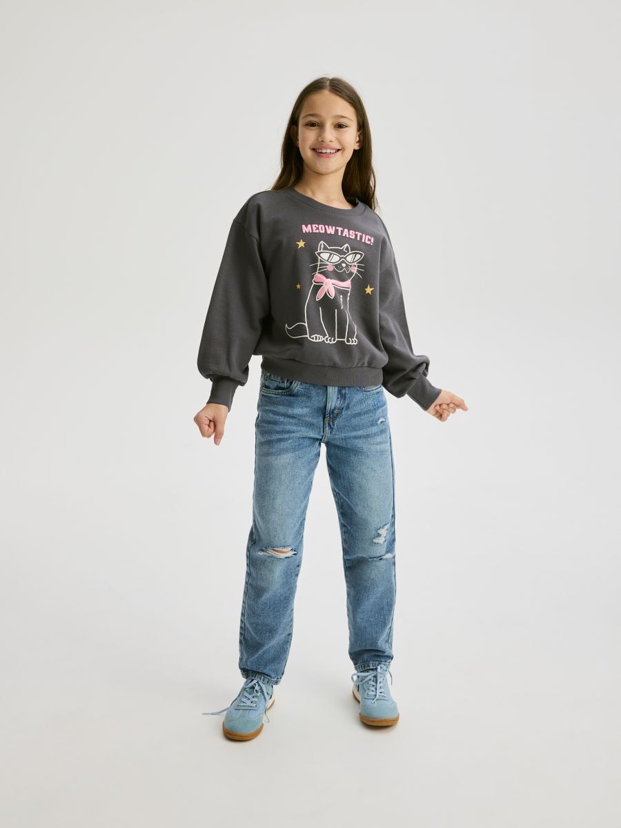 Cotton rich sweatshirt with print - dark grey - RESERVED - 4