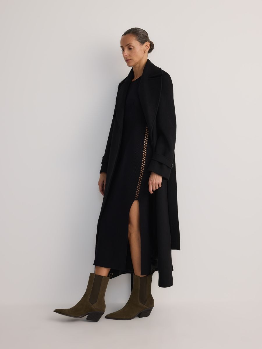 Midi dress with decorative stitching - black - RESERVED - 4