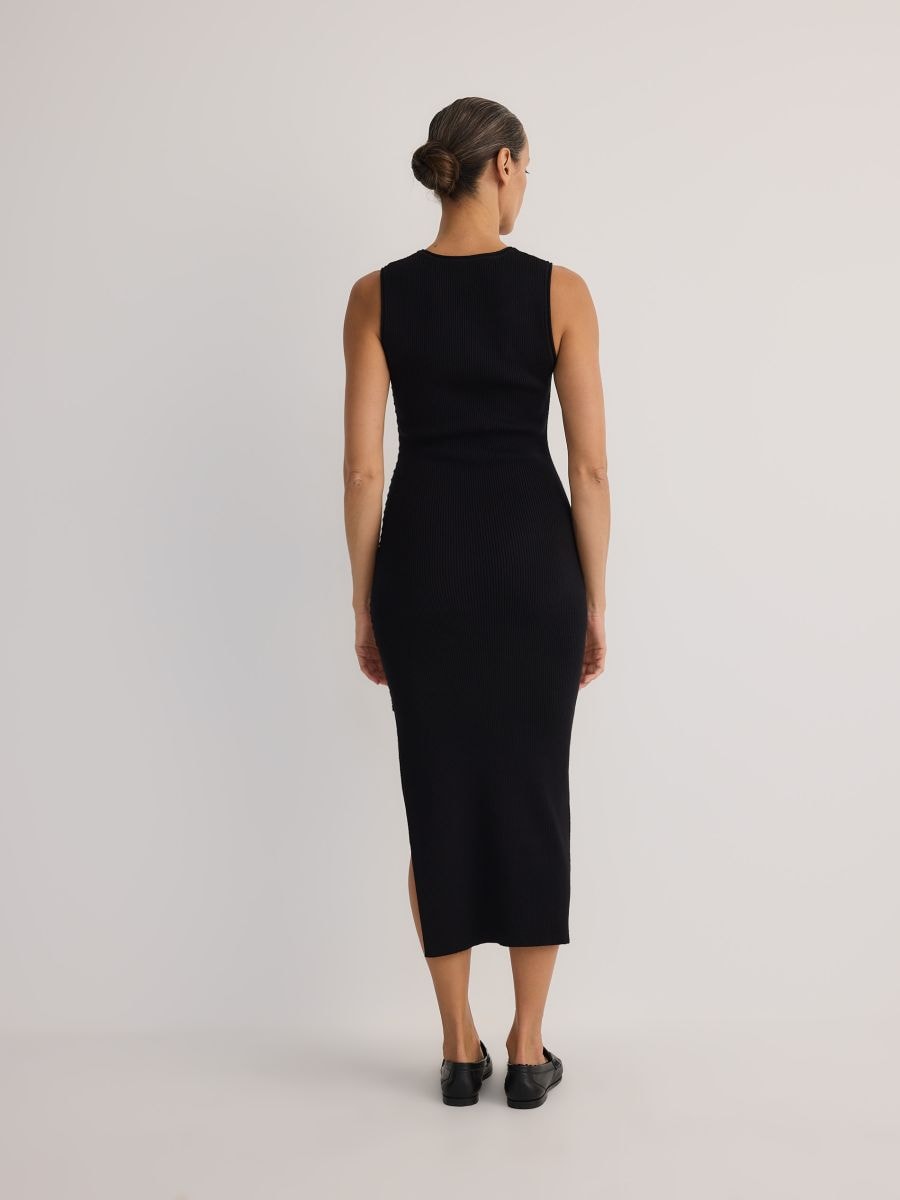 Midi dress with decorative stitching - black - RESERVED - 5
