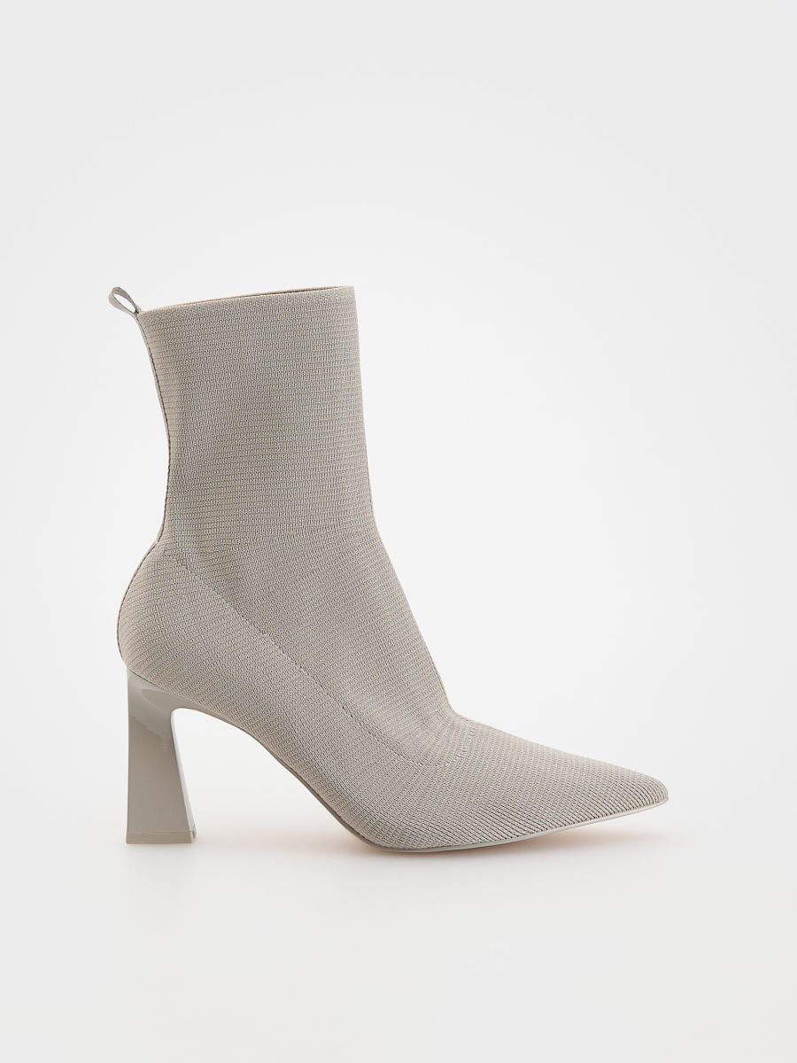 Grey heeled ankle boots hotsell