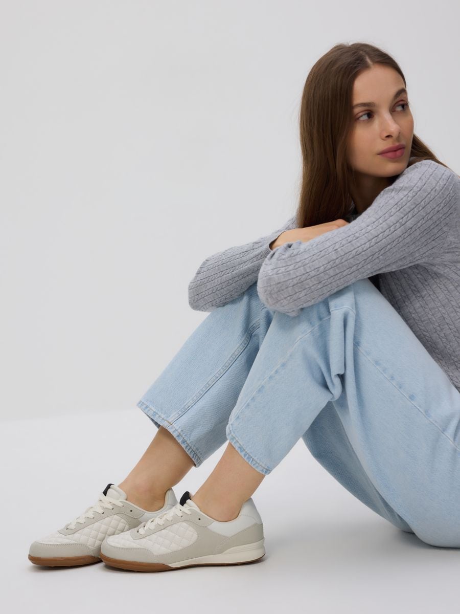 Combined materials sneakers - white - RESERVED