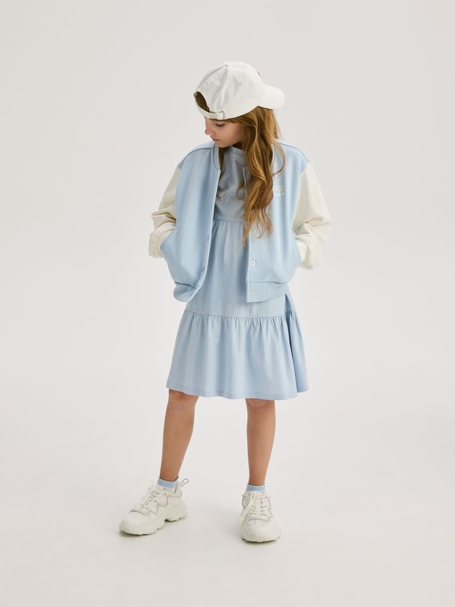 Zip-up bomber sweatshirt - pale blue - RESERVED - 4