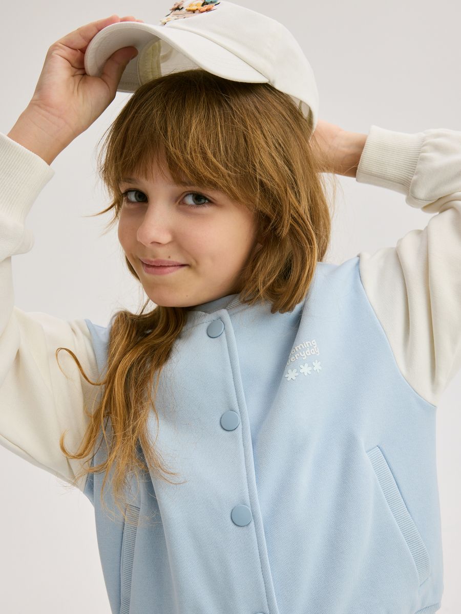 Zip-up bomber sweatshirt - pale blue - RESERVED - 2