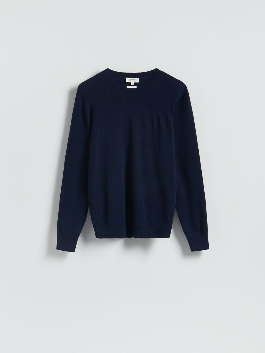 Wool sweater with cashmere blend - navy - RESERVED