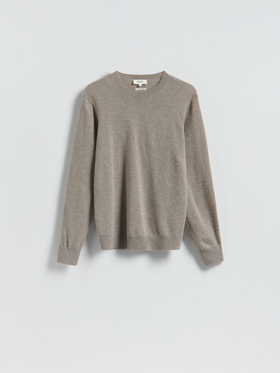 Wool sweater with cashmere blend - beige - RESERVED
