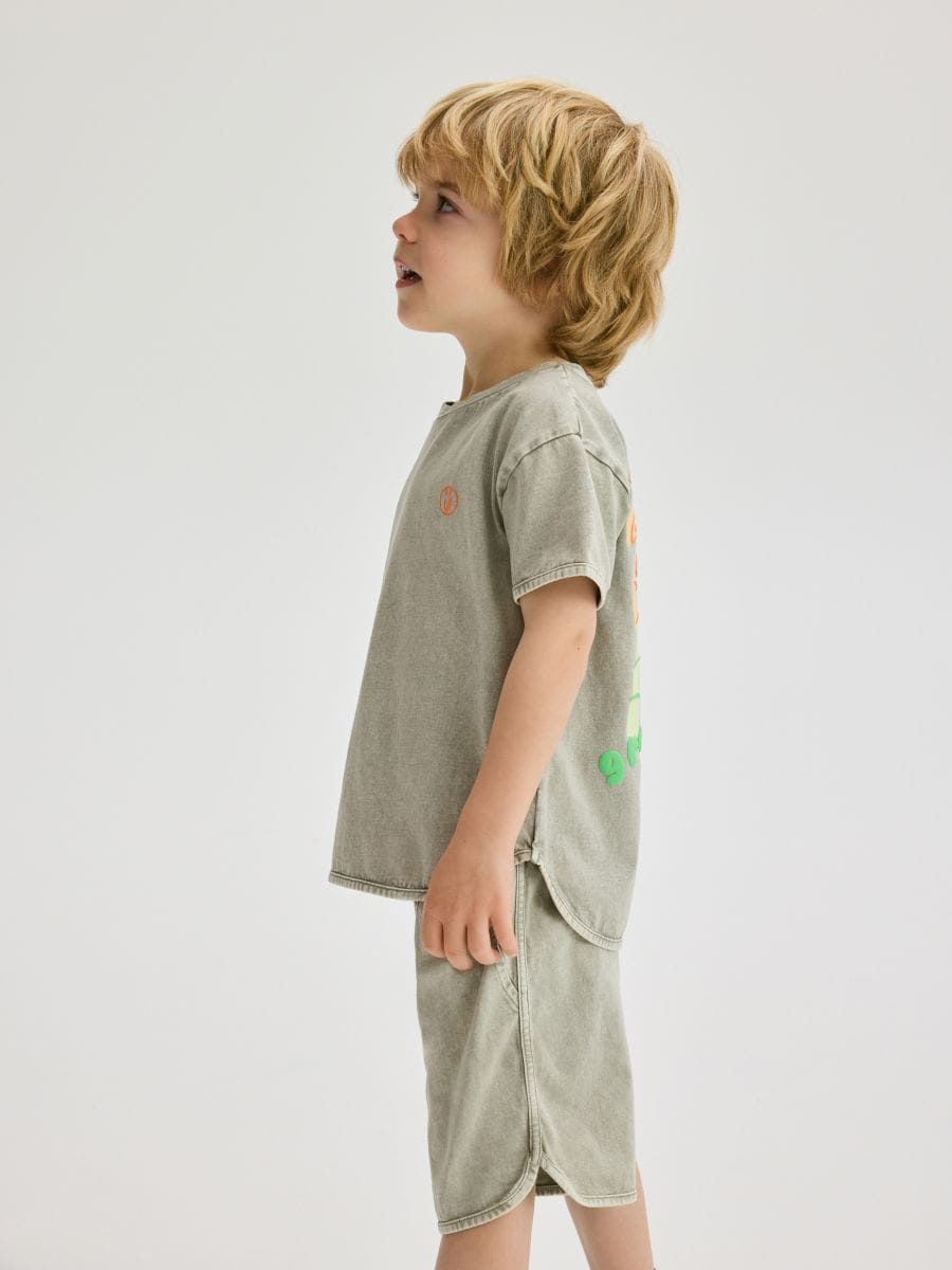 Conjunto de algodão com shorts - cinza claro - RESERVED - 5