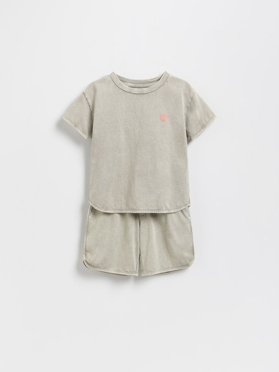 Conjunto de algodão com shorts - cinza claro - RESERVED - 3