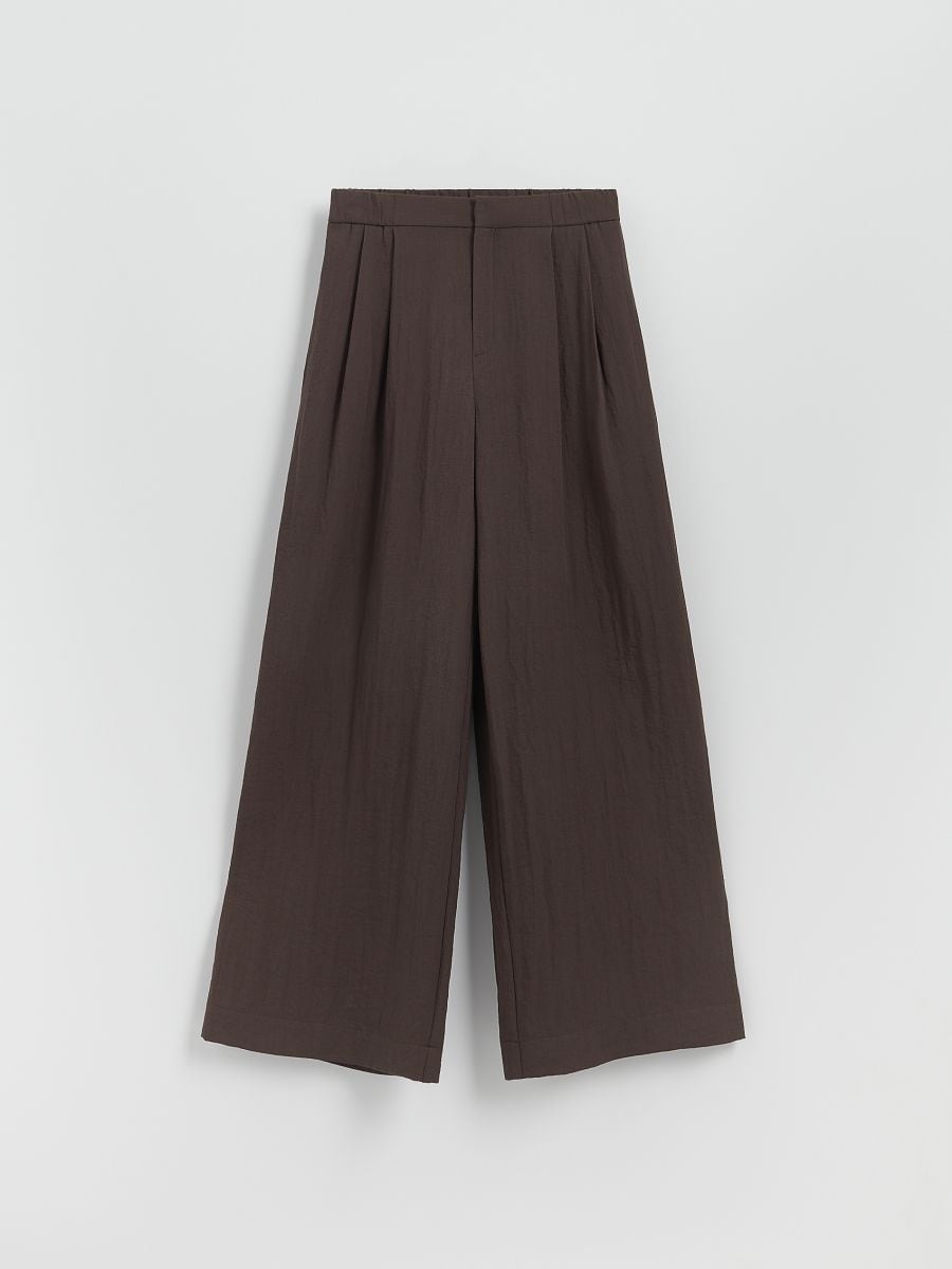 Loose trousers with viscose - dark brown - RESERVED