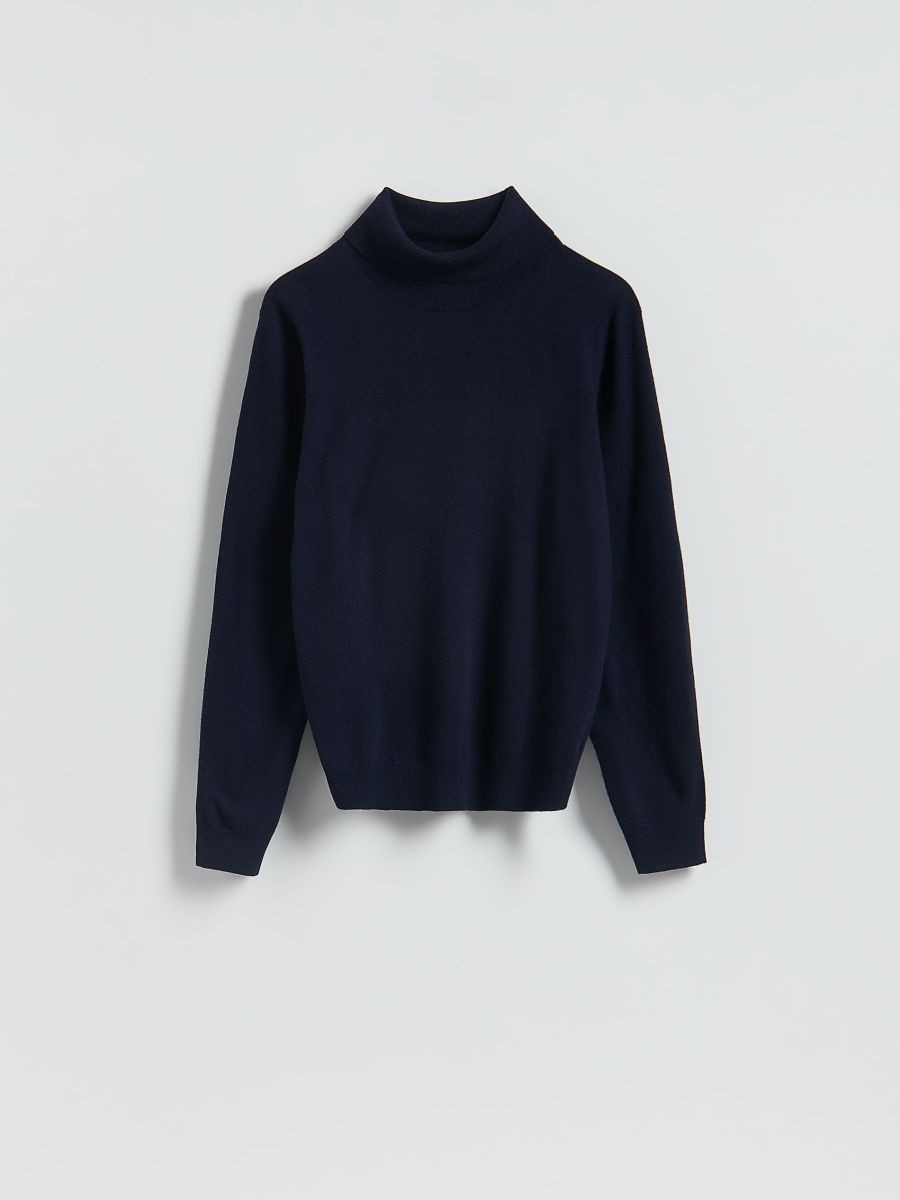 Merino wool turtleneck - navy - RESERVED