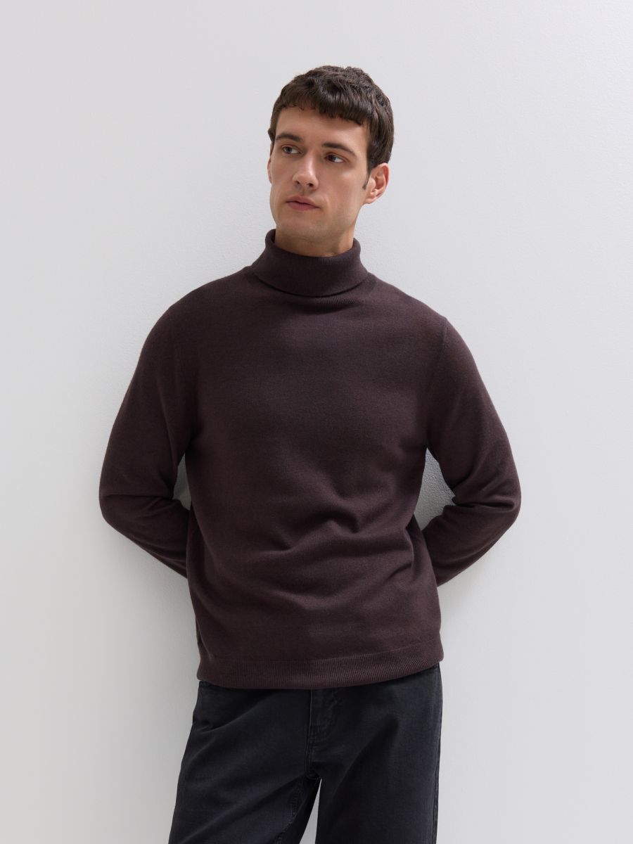Merino wool turtleneck - dark brown - RESERVED
