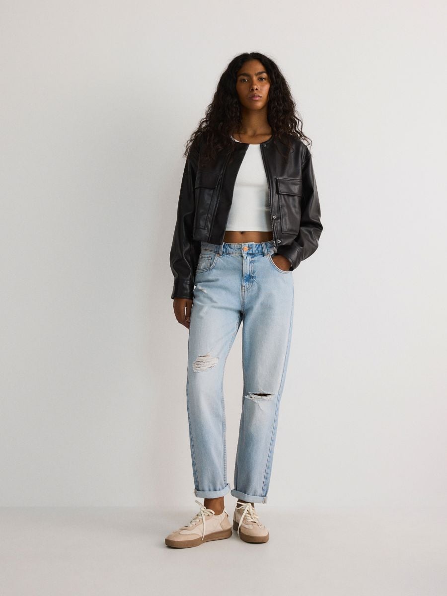 Jean boyfriend dechire Couleur Bleu RESERVED 441BT 05J