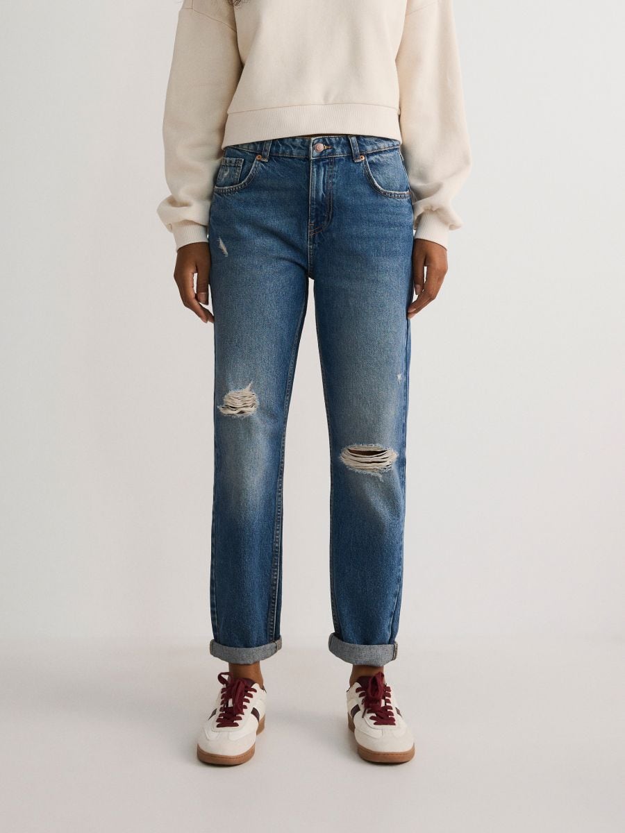 Jeans boyfriend fit strappati Colore blu scuro RESERVED 441BT 59J
