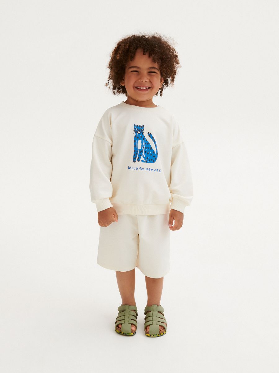 Oversized jersey set with print - cream - RESERVED - 4