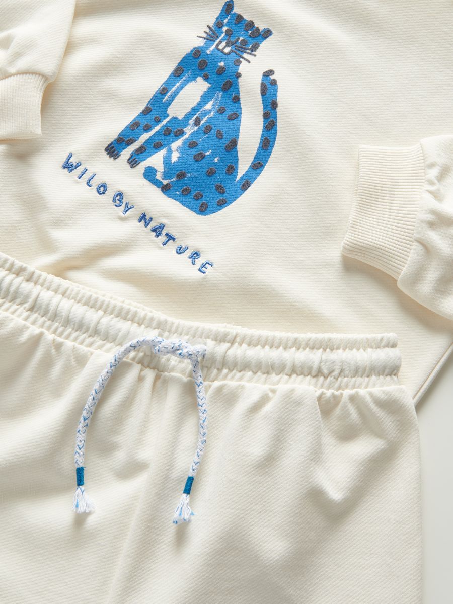 Oversized jersey set with print - cream - RESERVED - 3