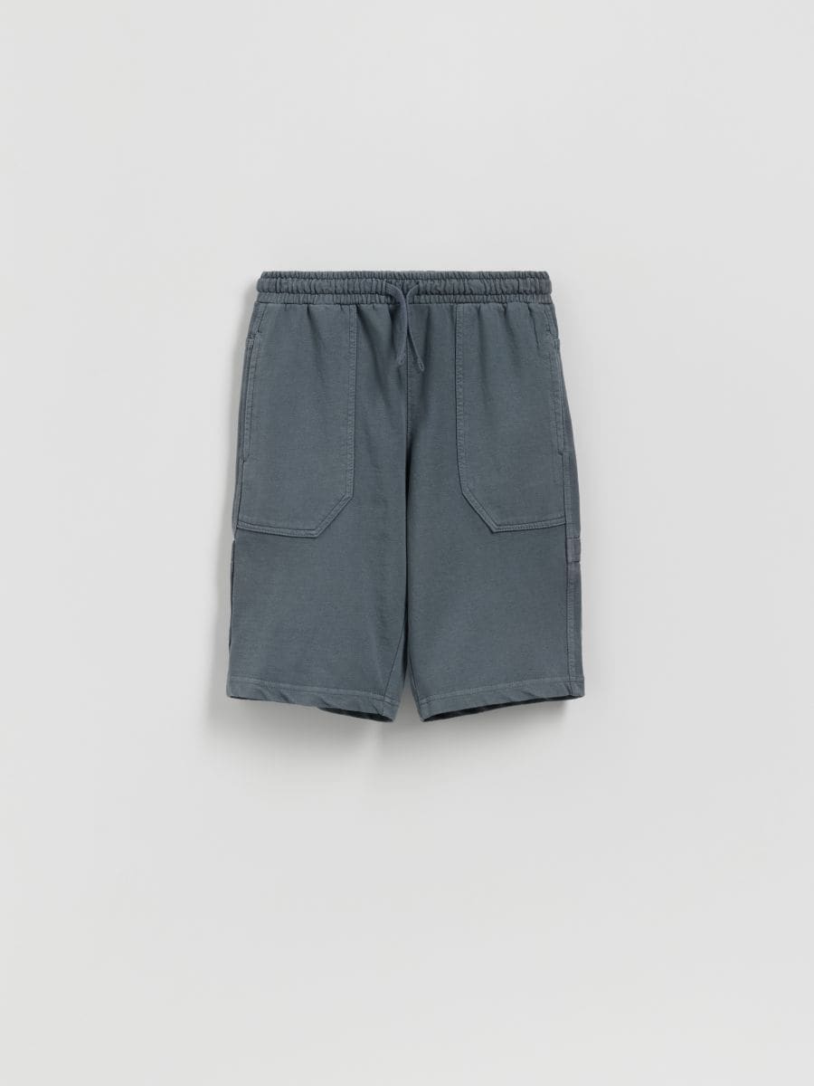 Cotton shorts - steel blue - RESERVED