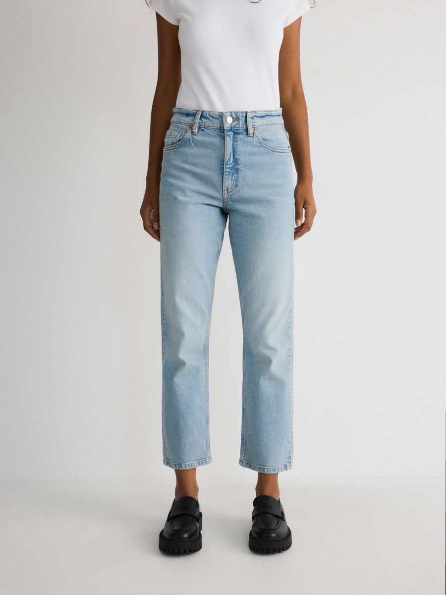 Straight high-waist jeans - blauw - RESERVED