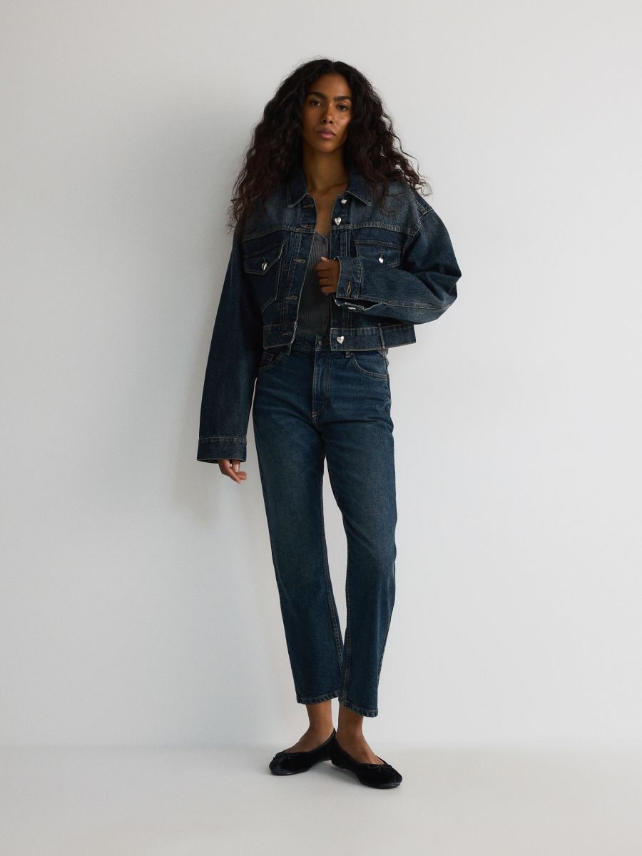 Jean straight taille haute Couleur marine RESERVED 442BT 59J