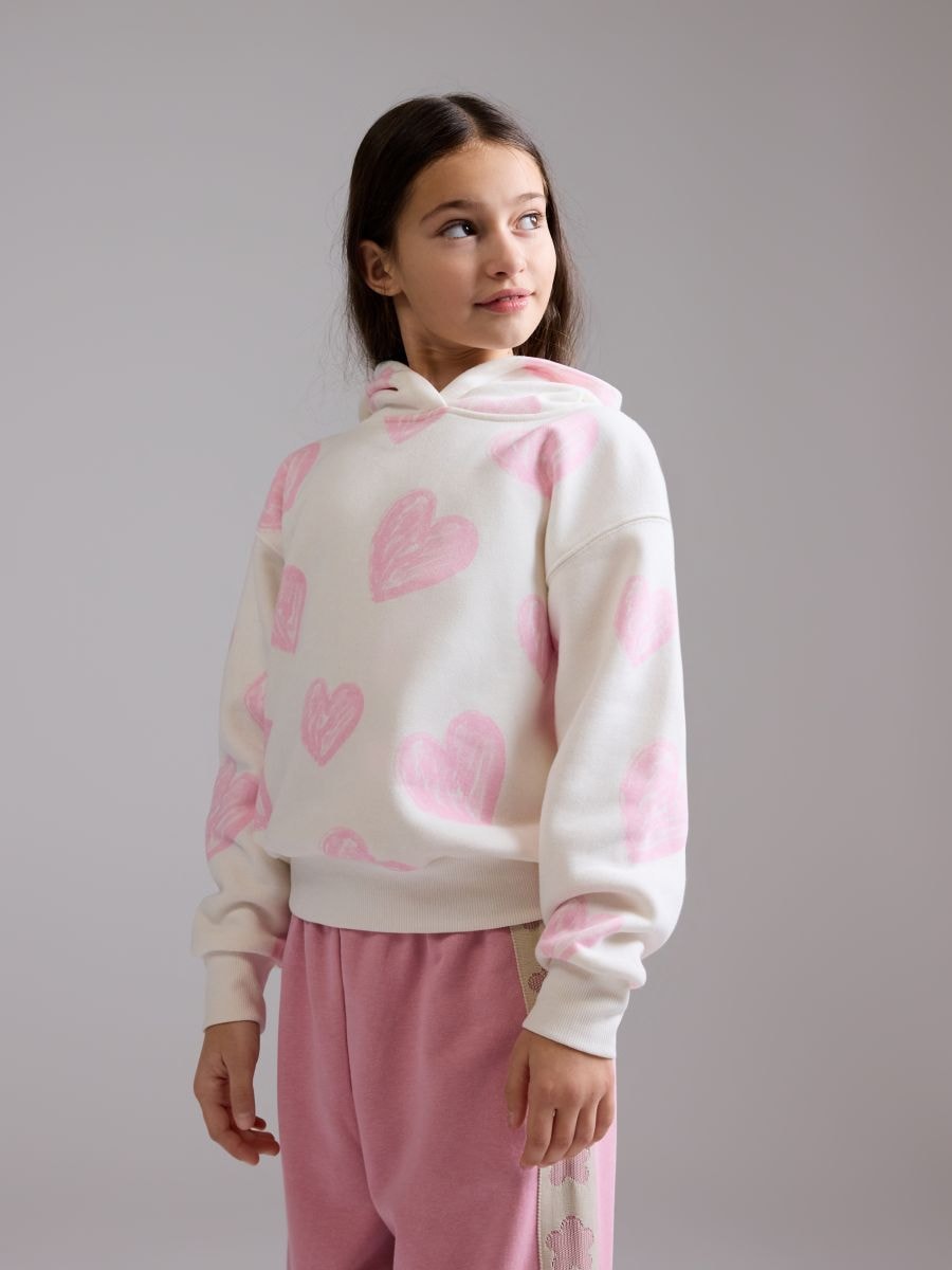 Sweatshirt with heart print - cream - RESERVED - 3