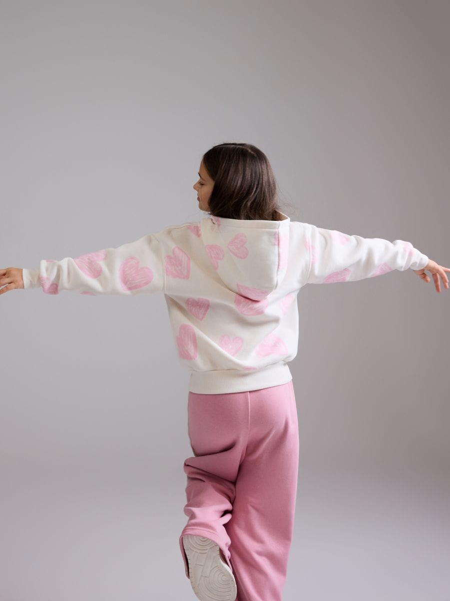 Sweatshirt with heart print - cream - RESERVED - 5