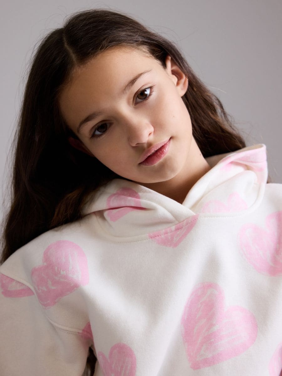 Sweatshirt with heart print - cream - RESERVED - 5