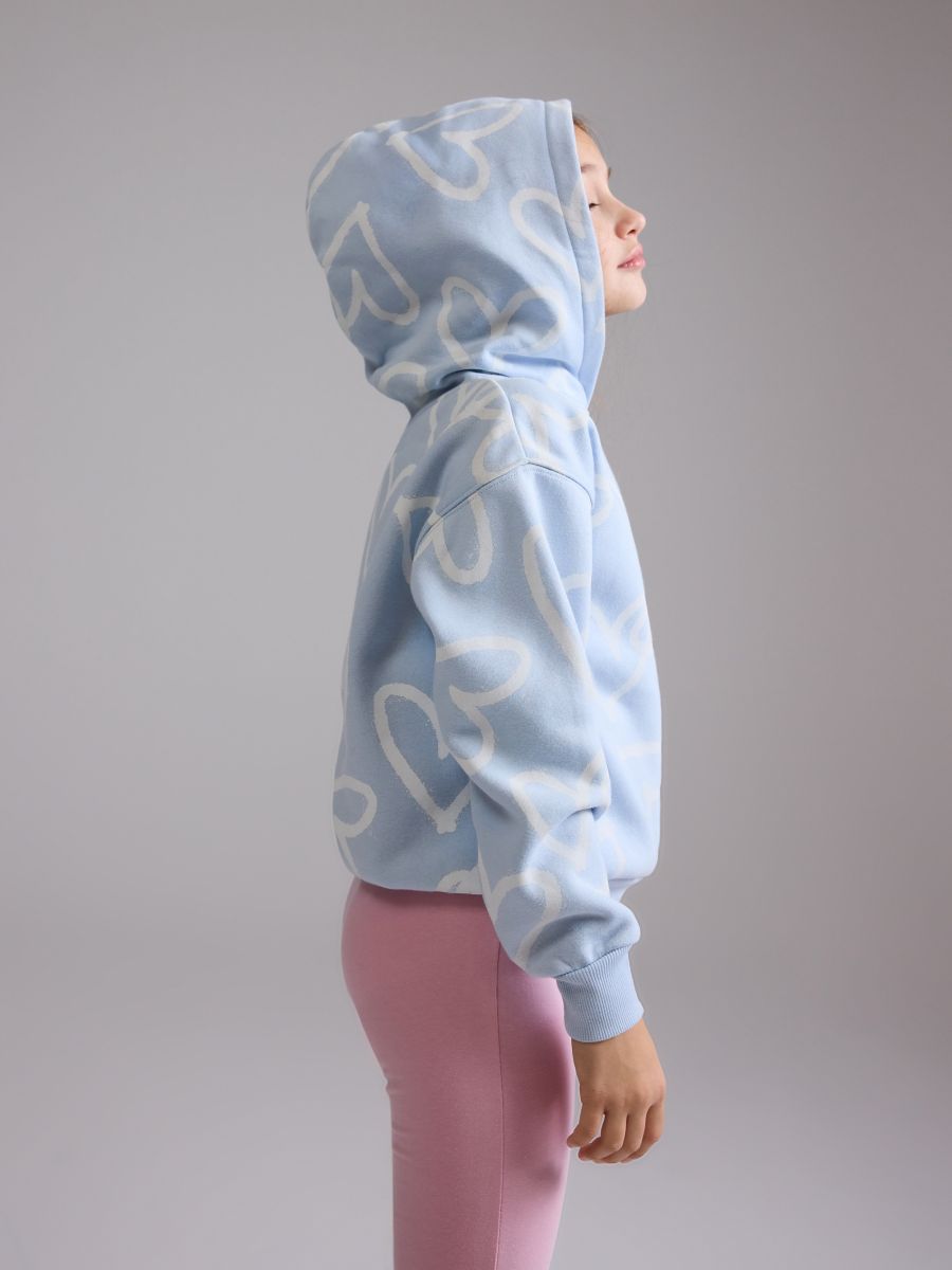 Sweatshirt with heart print - pale blue - RESERVED - 5