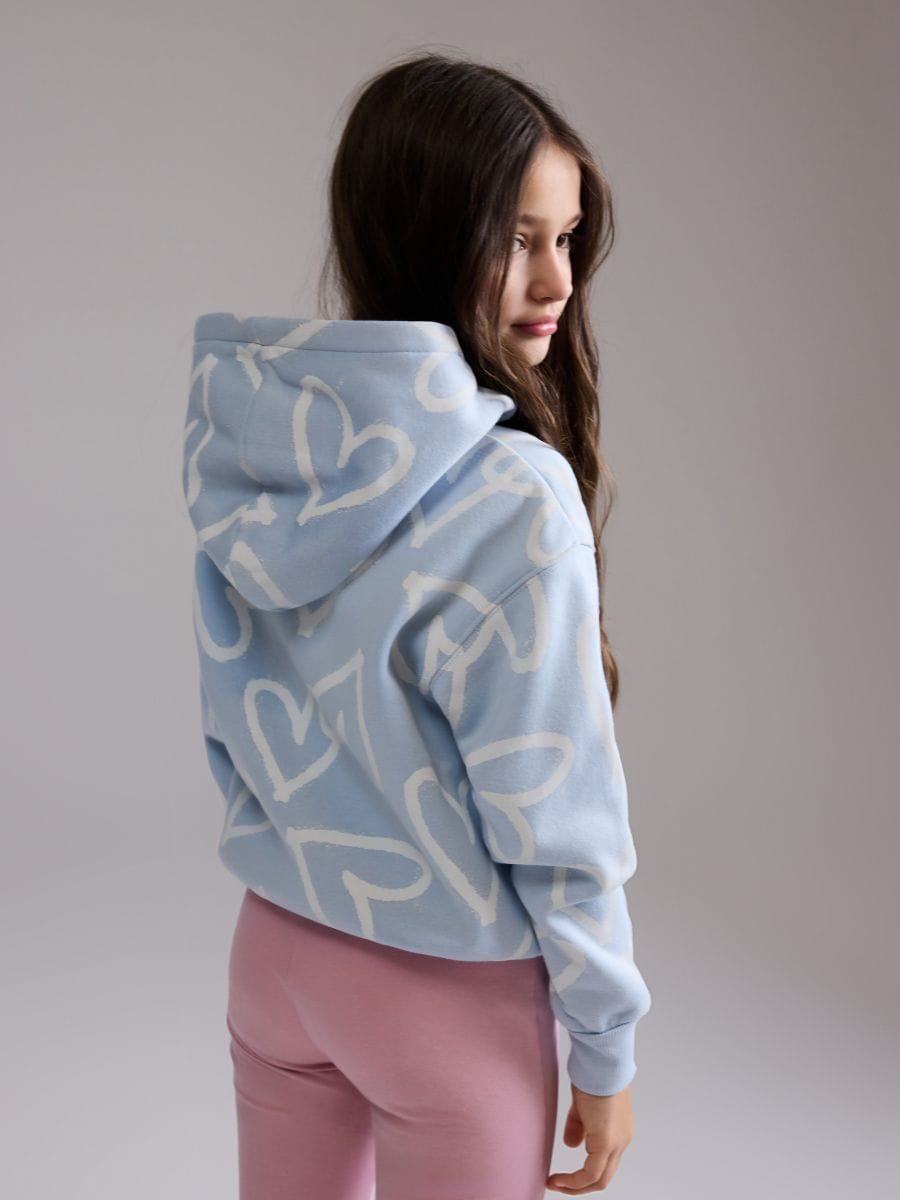 Sweatshirt with heart print - pale blue - RESERVED - 4