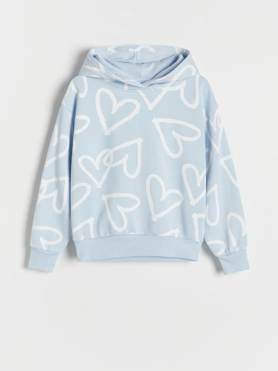 Sweatshirt with heart print - pale blue - RESERVED - 3