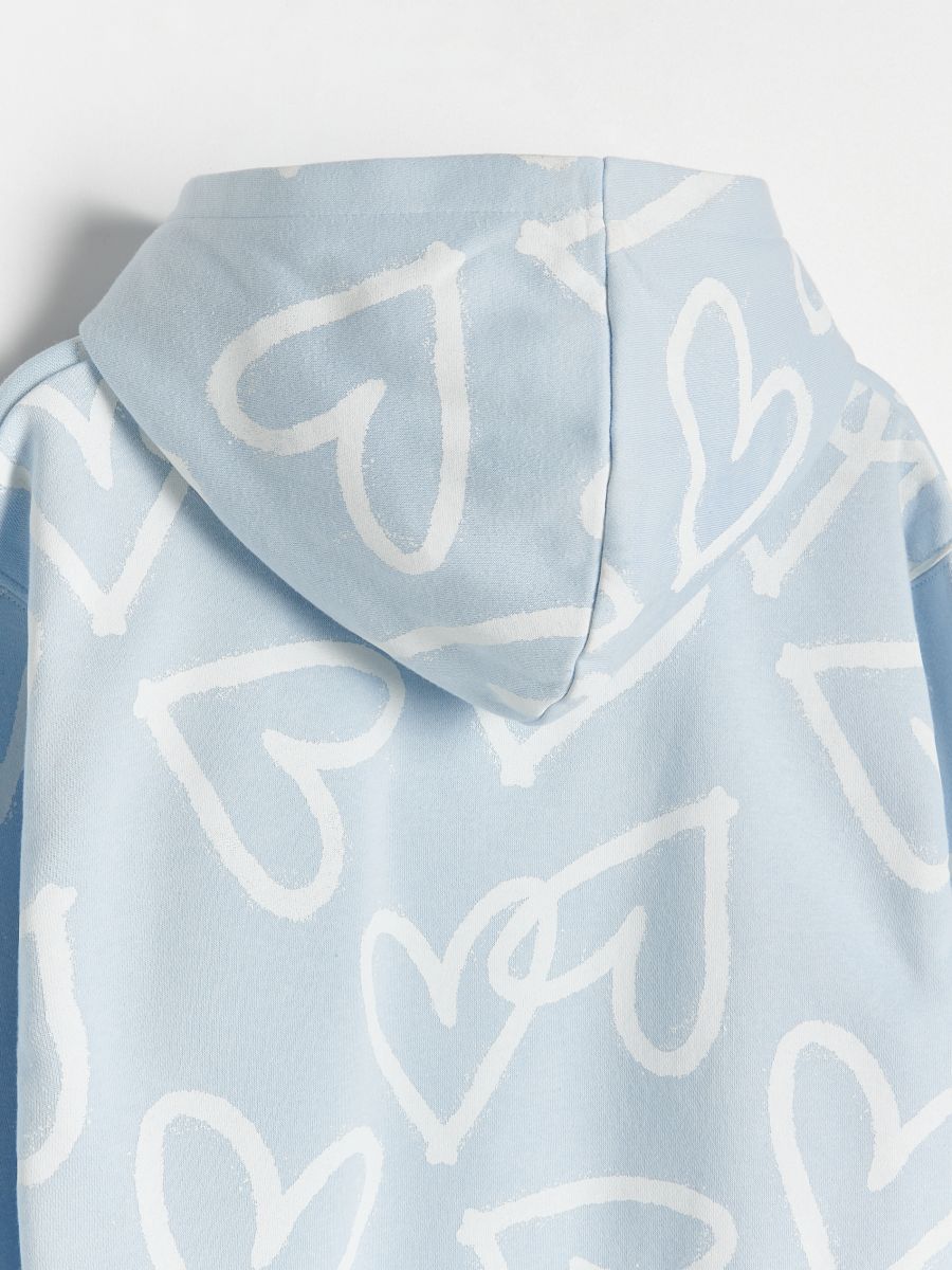 Sweatshirt with heart print - pale blue - RESERVED - 2
