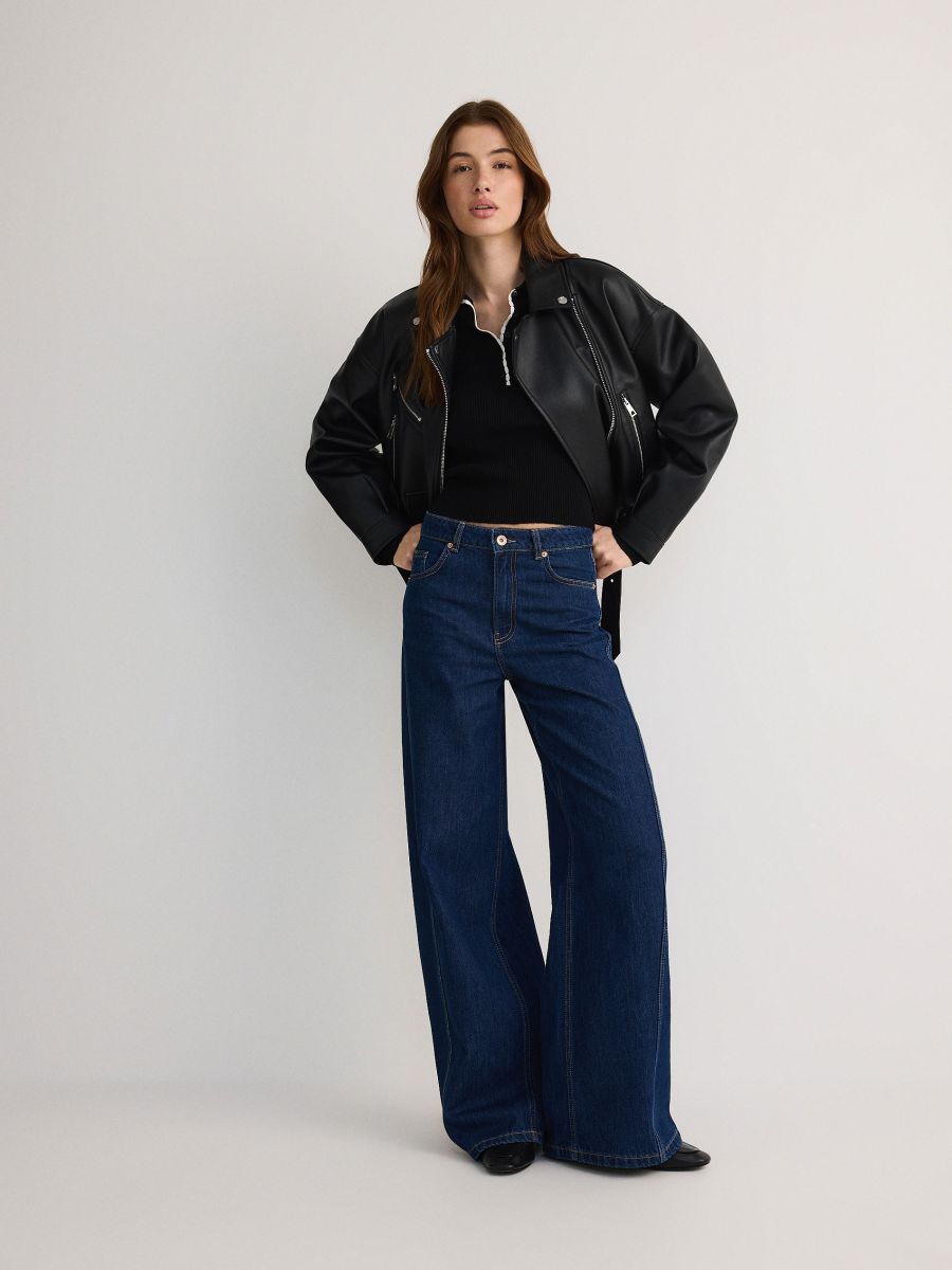 Viscose polo blouse - black - RESERVED - 5