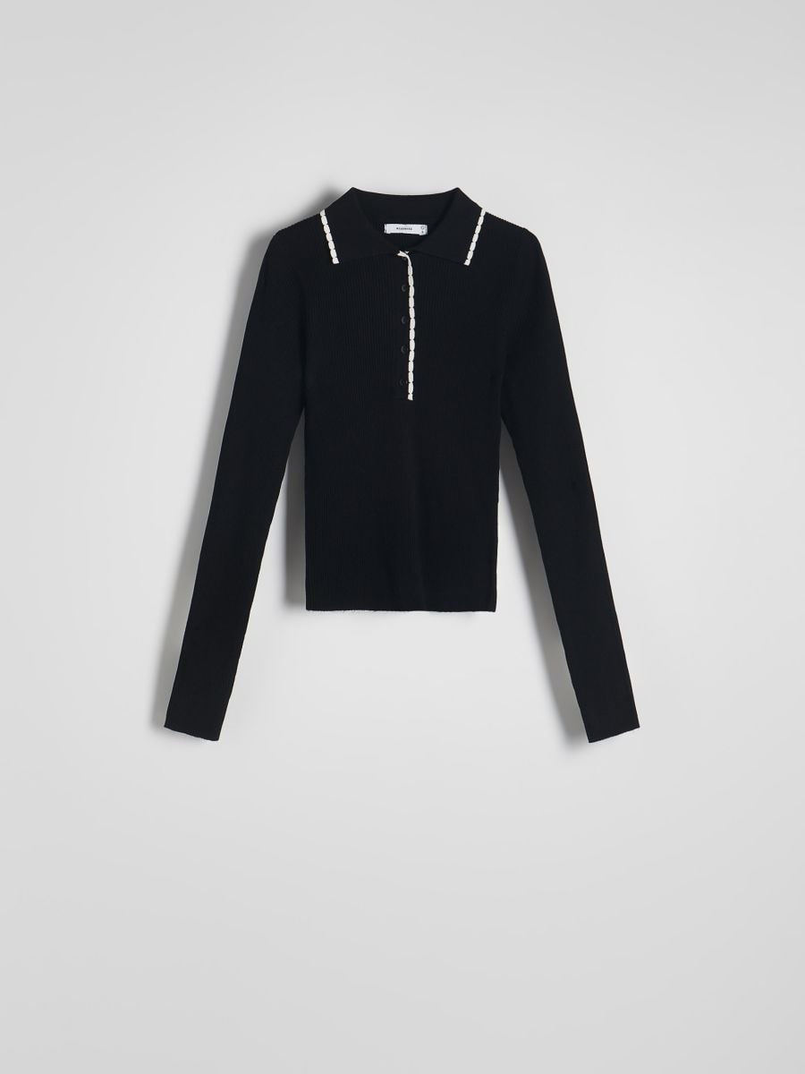 Viscose polo blouse - black - RESERVED - 6