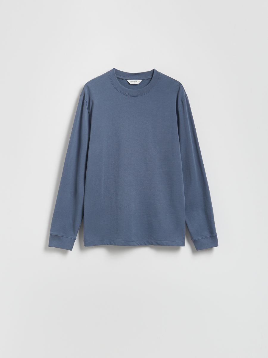 Bawełniany longsleeve - granatowy - RESERVED