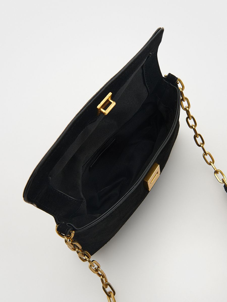 Sac porté épaule en daim - noir - RESERVED - 6