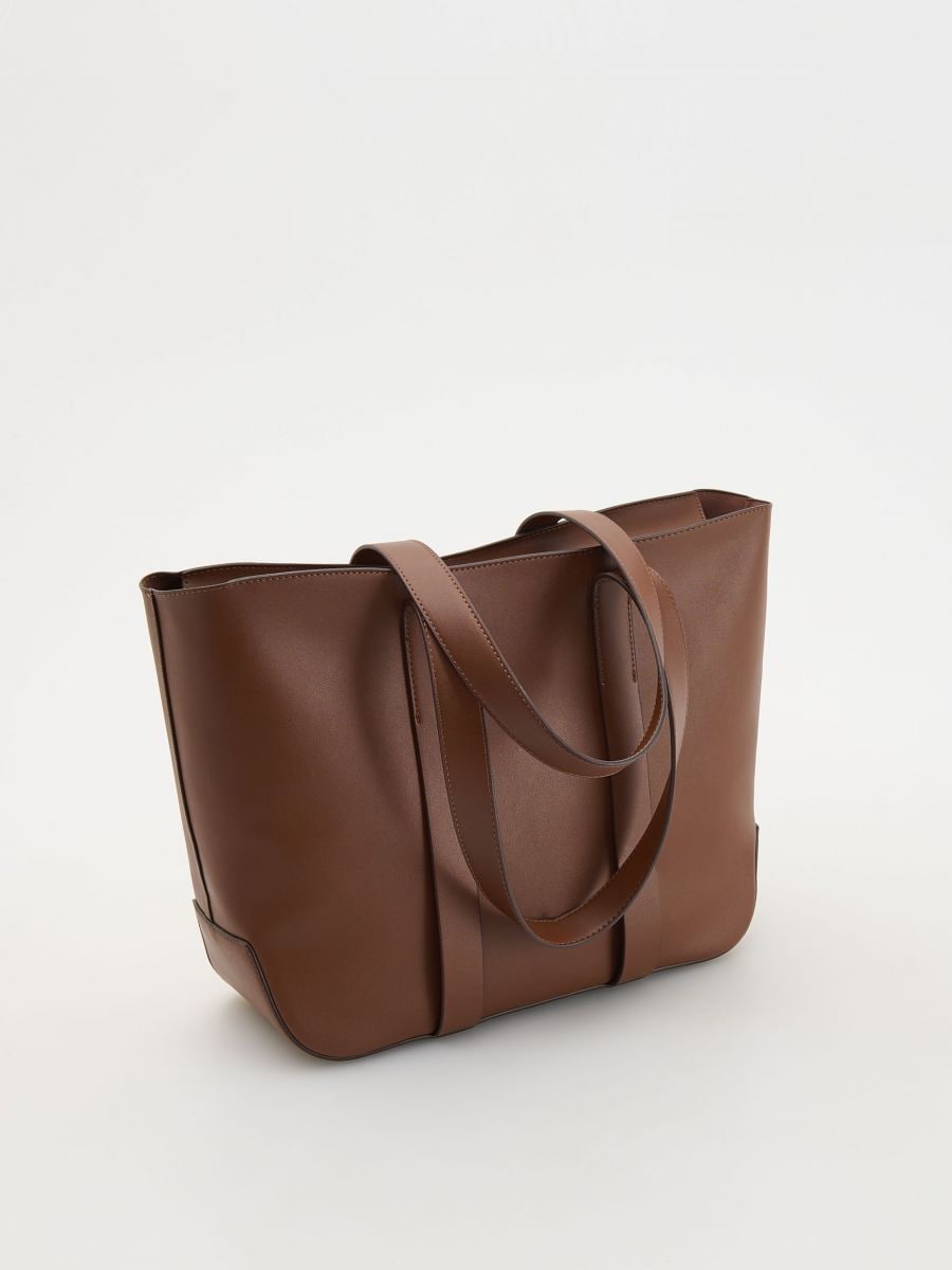 Leather imitation shopper bag - beige - RESERVED - 2