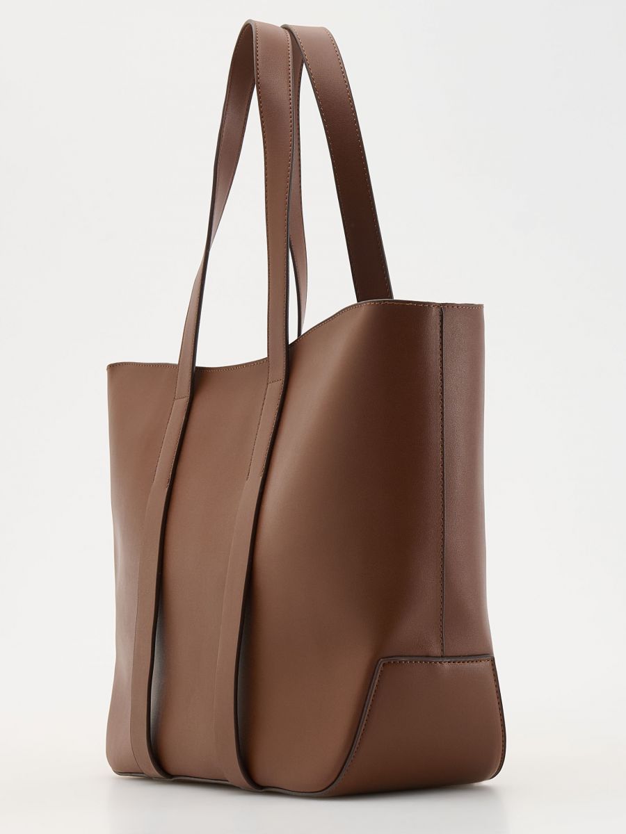 Leather imitation shopper bag - beige - RESERVED - 3