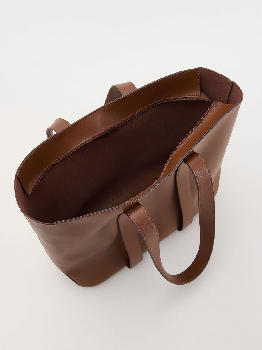 Leather imitation shopper bag - beige - RESERVED - 5