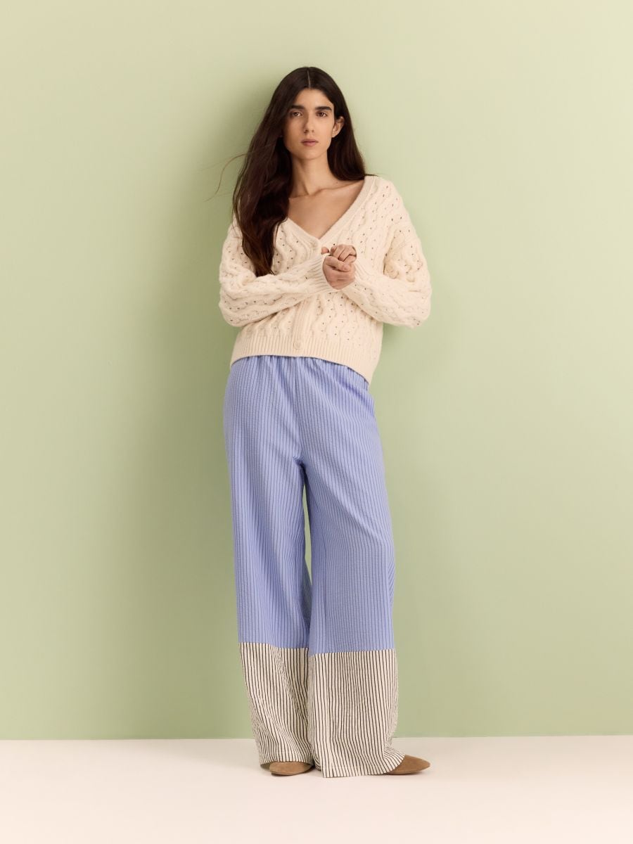 Trousers with contrast insert - multicolor - RESERVED - 6