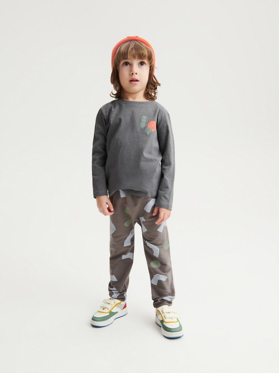 Printed elastic trousers - dark grey - RESERVED - 3