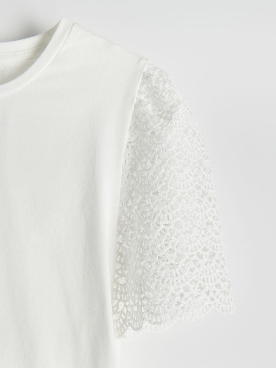 T-shirt with openwork inserts - white - RESERVED - 4