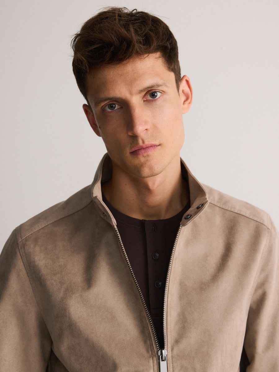 Coffee shop faux suede jacket hot sale