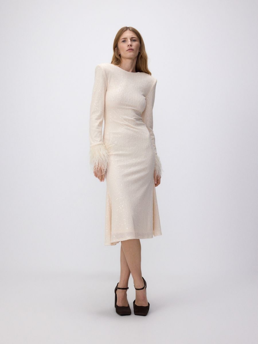 White glitter midi dress shop