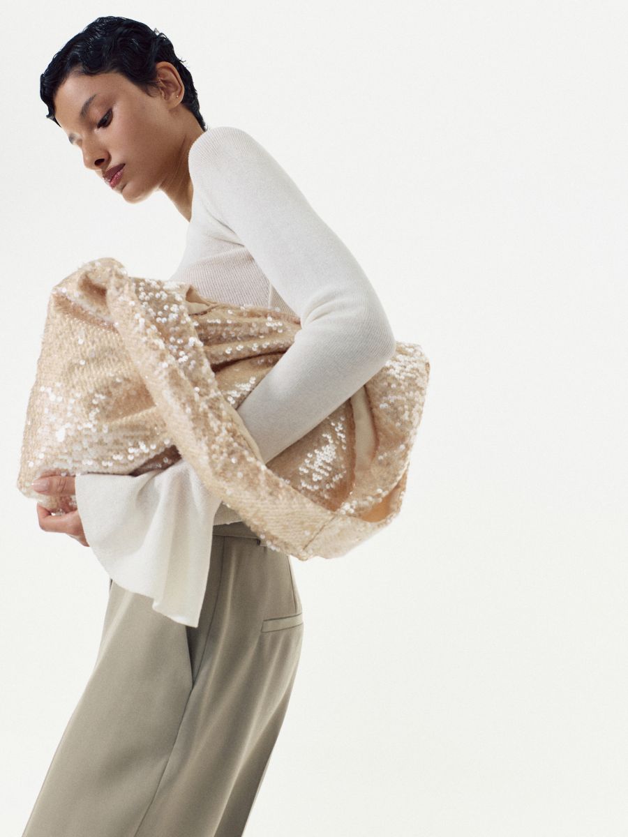 Sequin hobo bag - nude - RESERVED - 4