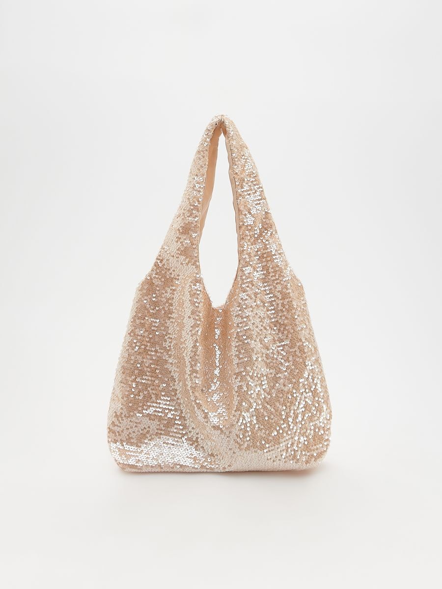 Sequin hobo bag - nude - RESERVED - 2