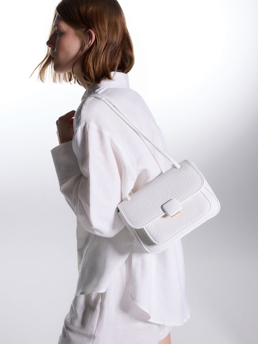 Crossbody bag with buckle - white - RESERVED