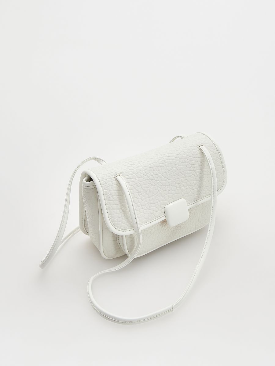 Crossbody torba s kopčom - belo - RESERVED - 3