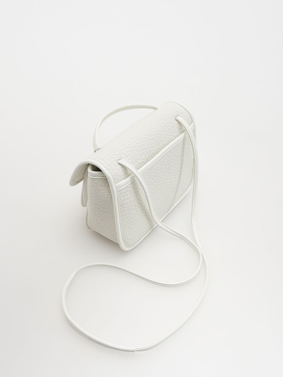 Crossbody torba s kopčom - belo - RESERVED - 4
